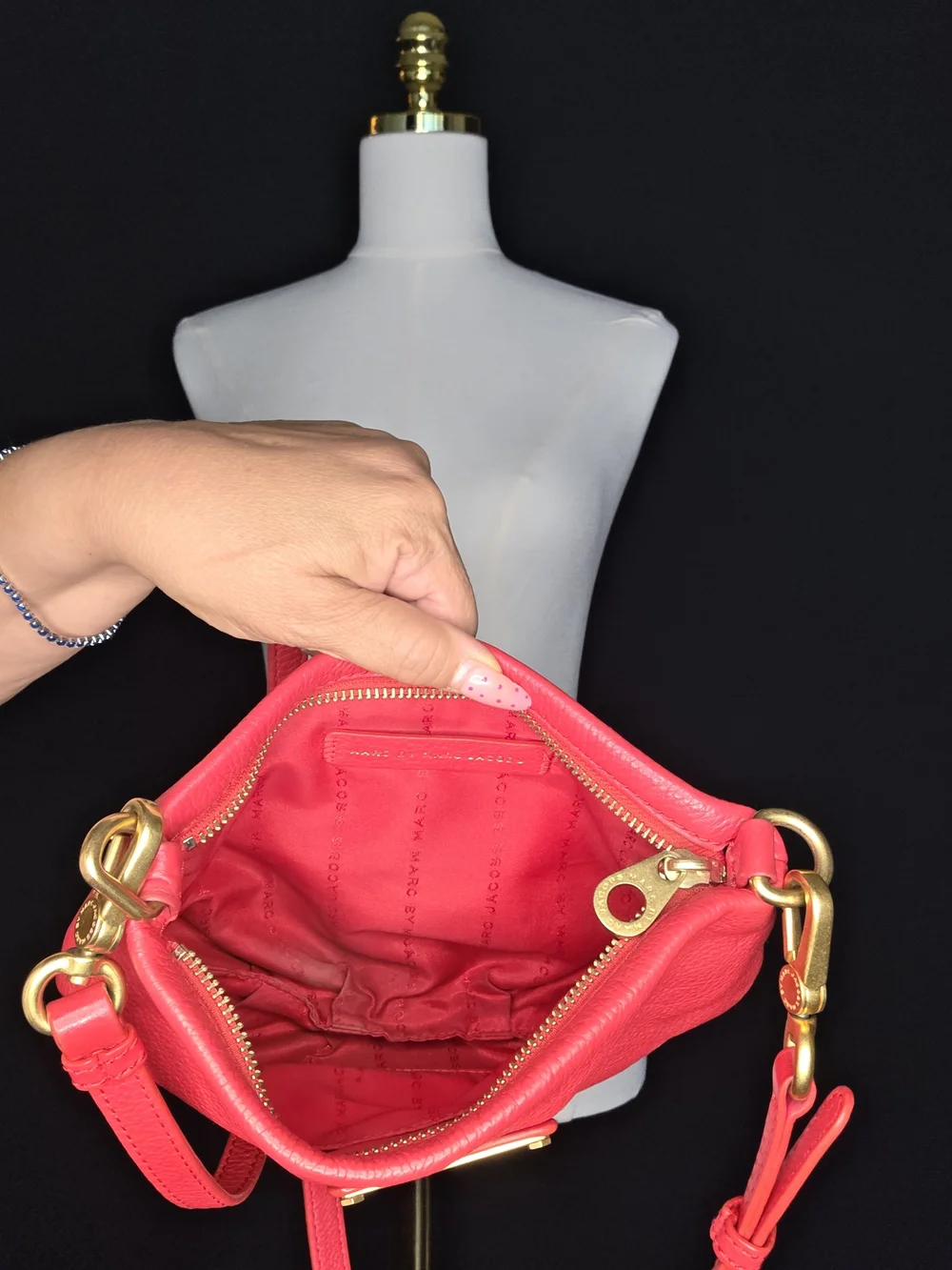 Marc by Marc Jacobs Coral Pink Pebbled Leather Crossbody Bag